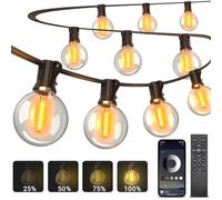 Smart Festoon Lights Outdoor 30m, G40 Shatterproof Outdoor String Lights Mains Powered with APP Control, Music Sync /Dimmable /Timer /4 Modes Garden Lights for Outside Patio Wedding Party Gazebo