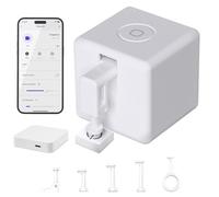 Smart Finger Bot with Bluetooth & WiFi Gateway, Wireless Button Pusher for Switches & Buttons, No Wiring, Tuya App Timer Control, Google & Alexa Compatible for Remote PC Power Control