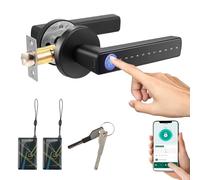 Smart Fingerprint Door Lock, 5 in 1 Keyless Entry Door Knob with APP/IC Card/Fingerprint/Keys, 100 Fingerprints/200 Codes, Biometric Door Lock for Front Door Bedroom Office Hotel