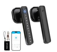 Smart Fingerprint Door Lock, 5-in-1 Smart Door Knob, Bluetooth Smart Lock, Biometric Identification Door Handle with Fingerprint/App/Password/Card/Key, Black