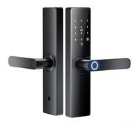 Smart Fingerprint Door Lock for Front Door with Handle| App Control| 6-in-1 via IC Card/Password/Key| 300 Users| Black(18cm)