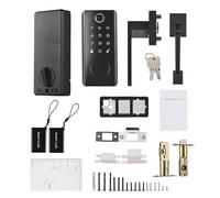 Smart Fingerprint Door Lock Keyless Entry Electronic Deadbolt with Handle Set 5 Unlock Methods Wi-Fi APP Control Biometric Security for Home Office Hotel Black ABS Zinc Alloy