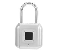 Smart Fingerprint Padlock Alloy Steel Pickproof Anti-Theft Padlock USB Rechargeable Keyless Fingerprint Padlock for Cabinet Suitcase (Silver)