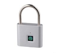 Smart Fingerprint Padlock, USB Charging Fingerprint Lock Smart Padlock Waterproof Lock for Various Cabinets(Silver)