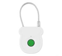Smart Fingerprint Padlock with Type-C Charging, Keyless USB Rechargeable Lock for Cabinets, Luggage, Backpacks, 20 Users, 0.5s Fast Recognition, ABS Steel Wire, Black(White)