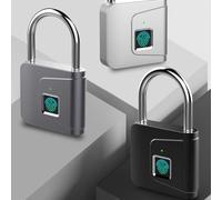 Smart Fingerprint Padlock, Zinc Alloy Body with Semiconductor Chip for One-Touch Unlocking, USB-Rechargeable 1800-Use Lock