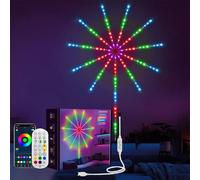 Smart Firework LED Lights Indoor, WiFi Bluetooth Smart Fireworks LED Light, Controlled by App & Remote, Musical Rhythm, 200+ Color Changing Dynamic Effect,for Room and Christmas (10 * 20in+1 * 39in)