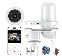 Smart Fish Feeder with 2K HD Camera, Auto Aquarium Feeder, Fish Food Dispenser Infrared Night Vision, 170° Wide Angl, APP Control -for Aquarium