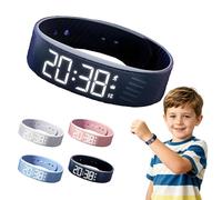 Smart Fitness Tracker, Vibration Alarm Clock Wristband with Pedometer and Step Counter, Silent Wake Up Sleep Monitor and Stopwatch, Sport Bracelet for Men Women Kids Students and Seniors (Black)