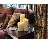 Smart Flame 360° Moving Flame LED Pillar Candles - Real Ivory Wax - Set of 3 & Free Remote