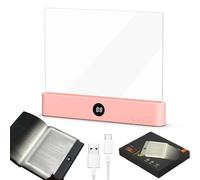 Smart Flat Book Light, Rechargeable LED Eye Protection Clear Full Page Light, LED Reading Book Night Light with 3 Colors & Timer, Reading Lights for Books in Bed, Page Lights for Bed & Car (Pink)