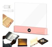 Smart Flat Book Light with Timer 3 Colors & Brightness Adjustment, Rechargeable LED Clear Full Page Reading Light for Home Travel Dorm Offices School Bedroom(Pink)