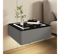 Smart Floating Nightstand with Wireless Charging Light Luxury Bedside Table 3-Color LED Light Modern Design for Living Room & Bedroom (Dark Grey 40cm/15.7in)