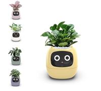 Smart Flowerpot, Ai Smart Plant Pot with Multiple Expressions, Maintenance Plant Assistant, 7 Smart Sensors, Supports Smart Home Integration, Big Data Maintenance of Plants yellow