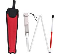 Smart Folding Cane - Telescopic Aluminum Alloy Cane For The Visually Impaired - Features Voice Alarm & Light, Red Reflective Film (white, B - 54in/137cm) White A(132cm/52in)