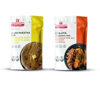 Smart Food Aloo Paratha Dual Combo-02, Instant Aloo Paratha, Bhajiya Mix, Ready to Cook, Home Food with Hand Picked Flavours, Pack of 2 (one of Each)