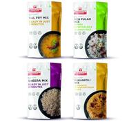 Smart Food Light Meal with Twin Sweet-F,(Buy 3 Get 1 Free) Instant Dal Fry, Veg Pulao, Sheera, Puran Poli Mix, Ready to Cook, Home Food & Flavours, Pack of 4 (one of Each)