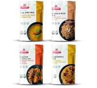 Smart Food Lunch/Dinner Combo,(Buy 3 Get 1 Free) Instant Dal Fry, Masala Rice, Bhajiya, Puran Poli Mix, Ready to Cook, Home Food & Flavours, Pack of 4 (one of Each) each