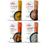 Smart Food Lunch/Dinner Combo,(Buy 3 Get 1 Free) Instant Dal Fry, Masala Rice, Bhajiya, Shahi Shevai Kheer Mix, Ready to Cook, Home Food & Flavours, Pack of 4 (one of Each)