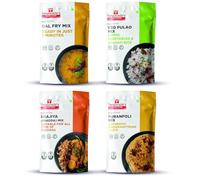 Smart Food Lunch/Dinner Combo,(Buy 3 Get 1 Free) Instant Dal Fry, Veg Pulao, Bhajiya, Puran Poli Mix, Ready to Cook, Home Food & Flavours, Pack of 4 (one of Each)