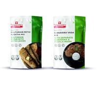 Smart Food Methi Paratha Dual Combo-08, Instant Methi Paratha, Sabudana Vada Mix, Ready to Cook, Home Food with Hand Picked Flavours, Pack of 2 (one of Each)