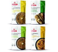 Smart Food Multi Combo-04-F,(Buy 3 Get 1 Free) Instant Aloo Paratha, Methi Paratha, Palak Paratha, Puran Poli Mix, Ready to Cook, Home Food & Flavours, Pack of 4 (one of Each)