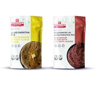 Smart Food Paratha Combo, Instant Aloo Paratha, Lal Math Paratha Mix, Ready to Cook, Home Food with Hand Picked Flavours, Pack of 2 (one of Each)