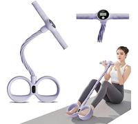 Smart Foot Pedal Puller, 6 Tube Pedal Puller Resistance Band with Digital Counter & Handle, Portable Fitness Equipment for Women, for Full Body Stretching & Yoga purple