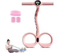 Smart Foot Pedal Puller, 6 Tube Pedal Puller Resistance Band, with Digital Counter & Handles, Ergonomic Design ,for Full Body Stretching, Yoga, Home Workout (Pink)