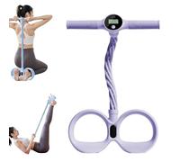 Smart Foot Pedal Puller, 6 Tube Pedal Puller Resistance Band with Digital Counter & Handles, Ergonomic Design,for Full Body Stretching, Yoga, Home Workout (Purple)