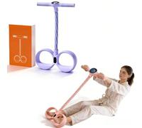 Smart Foot Pedal Puller, 6 Tube Pedal Puller Resistance Band with Digital Counter & Handles for Full Body Stretching, Yoga, Home Workout (Purple)