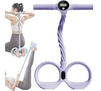 Smart Foot Pedal Puller, 6 Tube Resistance Bands with Digital Counter & Handles, Multifunction Foot Pull Rope for Full Body Stretching, Yoga & Home Fitness (purple)