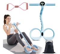 Smart Foot Pedal Puller, 6 Tube Resistance Foot Pedal with Digital Counter & Handles, Portable Full Body Resistance Trainer, for Full Body Stretching, Yoga, Home Workout (Blue)