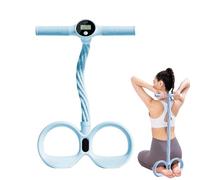 Smart Foot Pedal Puller With Digital Counter,6-Tube Resistance Band Trainer With Handles,Multifunction Pedal Resistance Band For Full Body Stretching, Yoga, Home Workout (Blue)