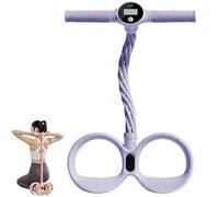 Smart Foot Pedal Puller with Digital Counter, 6-Tubes Resistance Bands, Full Body Workout Equipment for Arms Legs Abdomen Waist, Sit Up Assist Trainer with Handles, Anti-Broken Elastic Rope (Purple)