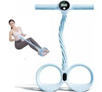 Smart Foot Pedal Puller with Digital Counter and 6-Tube High Elasticity pedal resistance band with handle for Full Body Fitness Home Gym Yoga and Daily Workout Equipment (Blue)