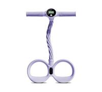 Smart Foot Pedal Puller with Digital Counter and Handles, Multifunction 6-Tube Elastic Yoga Resistance Band for Core Strength, Full Body Workout, Stretching, Home Gym Fitness Equipment (Purple)