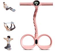 Smart Foot Pedal Puller with Digital Counter & Handles - 2026 Update 6 Tube Pedal Resistance Band for Yoga Stretching & Home Fitness (Pink)