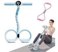 Smart Foot Pedal Puller with Digital Counter & Handles, 6 Tube Pedal Puller Resistance Band, Ergonomic Design, Tear Resistant & Non-Deformable, for Full Body Stretching, Yoga, Home Workout (Blue)