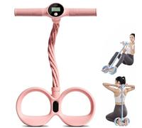 Smart Foot Pedal Puller with Digital Counter, Upgrade 6-Tubes Tension Training Pedal, Pedal Resistance Bands with Handles, Anti-Broken Elastic Sit Up Pull Rope for Abdomen, Waist, Arm, Leg (Pink)