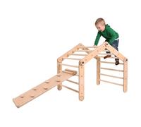 Smart Fox Wood Montessori Wooden Climbing Frame Set, Transformable climber with Wooden Kids Slide and Ramp for toddlers, Handmade from Natural Wood (Climbing Frame with Slide)