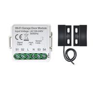 Smart Garage Door Controller for Tuya Smart Life App, Bluetooth + Wi-Fi Dual-Mode (2.4GHz 802.11b/g/n), 100-250VAC Fireproof ABS Device with Timer, History Log & Siri Shortcut Support