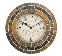 Smart Garden 14in Stonegate Mosaic Clock And Thermometer Suitable For Indoor & Outdoor Use