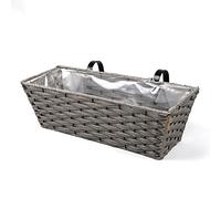 Smart Garden 19" Rattan Effect Wall Fence Balcony Grey Planter Trough Basket, JNS_470830