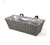 Smart Garden 19" Rattan Effect Wall Fence Balcony Grey Planter Trough Basket, JNS_470830