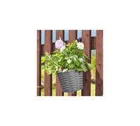 Smart Garden 20cm 8 Inch Rattan Effect Hanging Pot Basket Slate Grey Planter