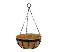 Smart Garden 30cm 12 Inch Metal Saxon Metal Hanging Basket Black Planter Liner