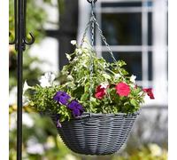 Smart Garden 35Cm 14 Inch Rattan Effect Hanging Basket Slate Grey Planter