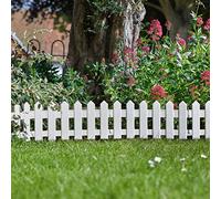 Smart Garden 4 x White Picket Fence Path Border Lawn Plant Beds Edging