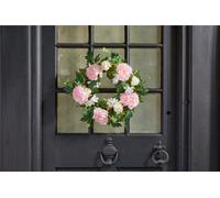 Smart Garden Artificial Peony Door Wreath Pink Realistic Flowers Uv Resistant
